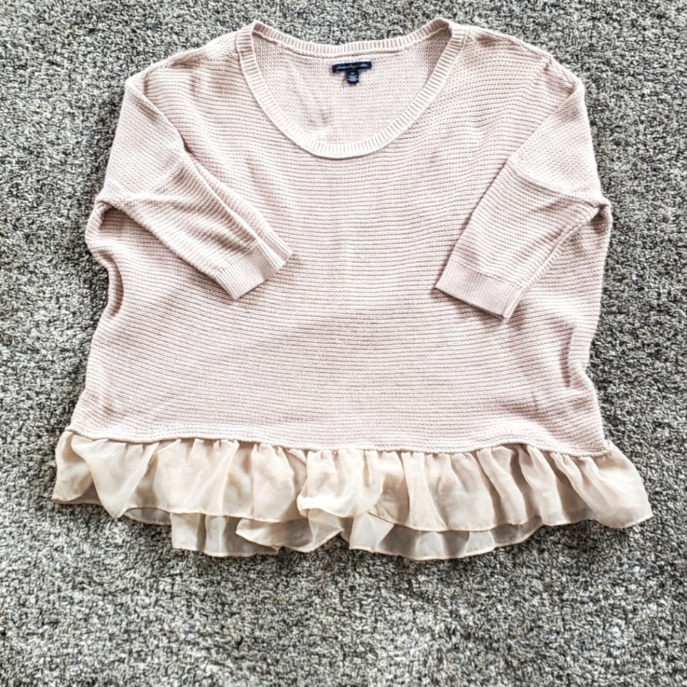 American Eagle Outfitters | Vintage Oversized Sweater with Ruffled Hem